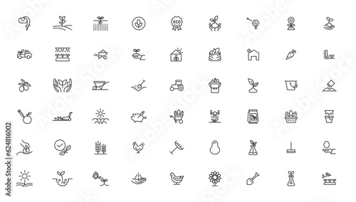 Agriculture icon set. Ecology line icons set.