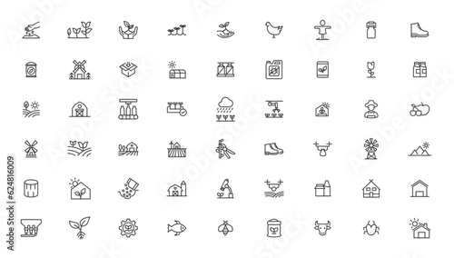 Agriculture icon set. Ecology line icons set.