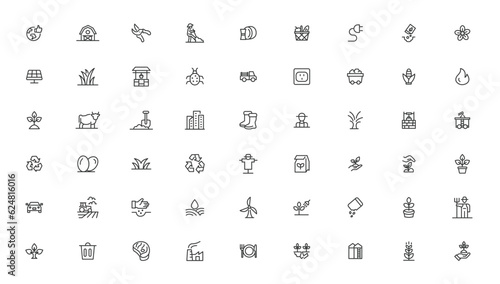 Agriculture icon set. Ecology line icons set.