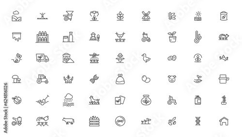 Agriculture icon set. Ecology line icons set.