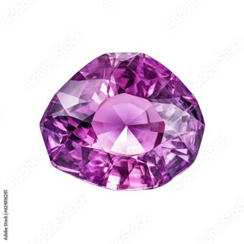 Purple Spinel gem isolated on transparent background. Generative AI