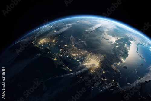Earth in Space. Planet Globe on Black Background for Science Wallpaper