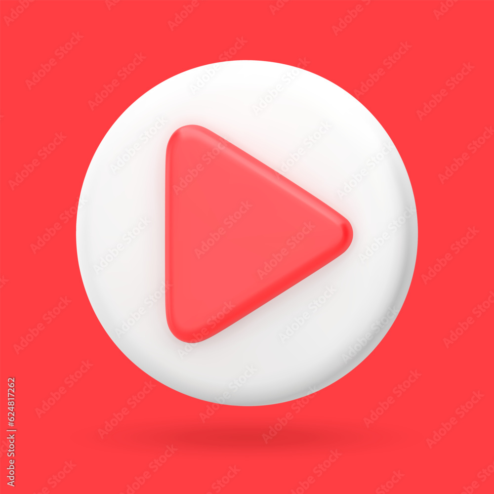 3d media player button icon. White round play button. Video player, streaming, interface multimedia concept. Minimalistic 3D rendering vector illustration for web and applications interface. 3d media player button icon. White round play button. Video player, streaming, interface multimedia concept. Minimalistic 3D rendering vector illustration for web and applications interface.