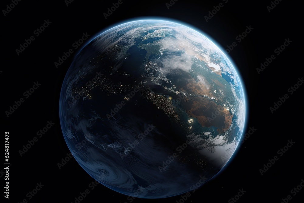 Earth in Space. Planet Globe on Black Background for Science Wallpaper Earth in Space. Planet Globe on Black Background for Science Wallpaper