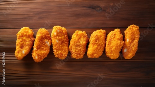 Food still life, chicken nuggets on a wooden table photo