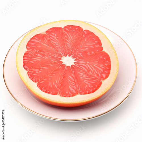 Juicy delicious grapefruit lies on beautiful plate, Ai generated