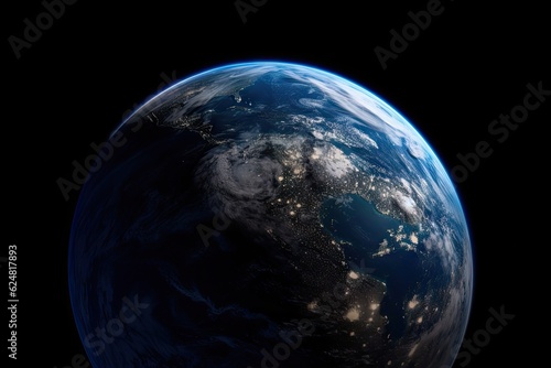 Fototapeta Naklejka Na Ścianę i Meble -  Earth in Space. Planet Globe on Black Background for Science Wallpaper