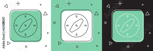 Canvas Print Set Compass icon isolated on white and green, black background