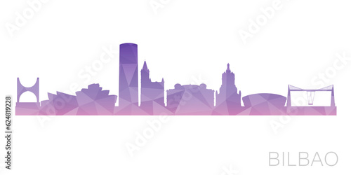 Bilbao, Biscay, Spain Low Poly Skyline Clip Art City Design. Geometric Polygon Graphic Horizon Icon. Vector Illustration Symbol.