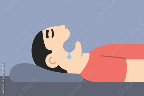 vector illustration of a man sleeping soundly with his mouth open drooling