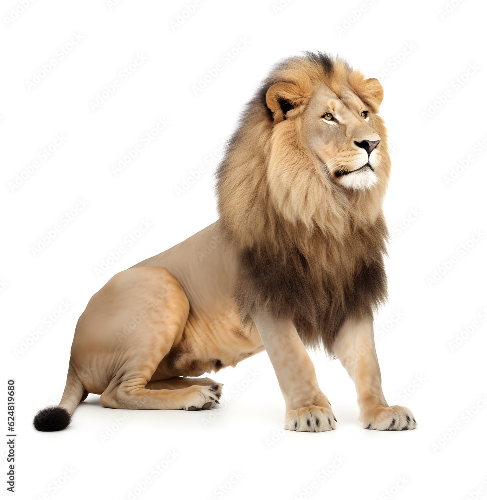 Obraz premium lion sits on a white background