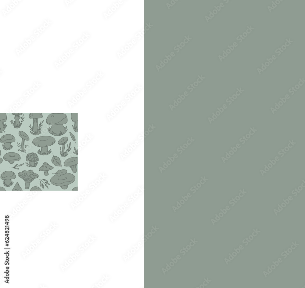 Fototapeta premium Seamless pattern doodle poisonous, edible mushroom