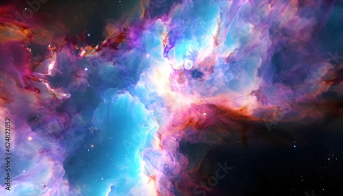 background with space  Colorful space galaxy cloud nebula. Stary night  light  star  fantasy  color  AI generated