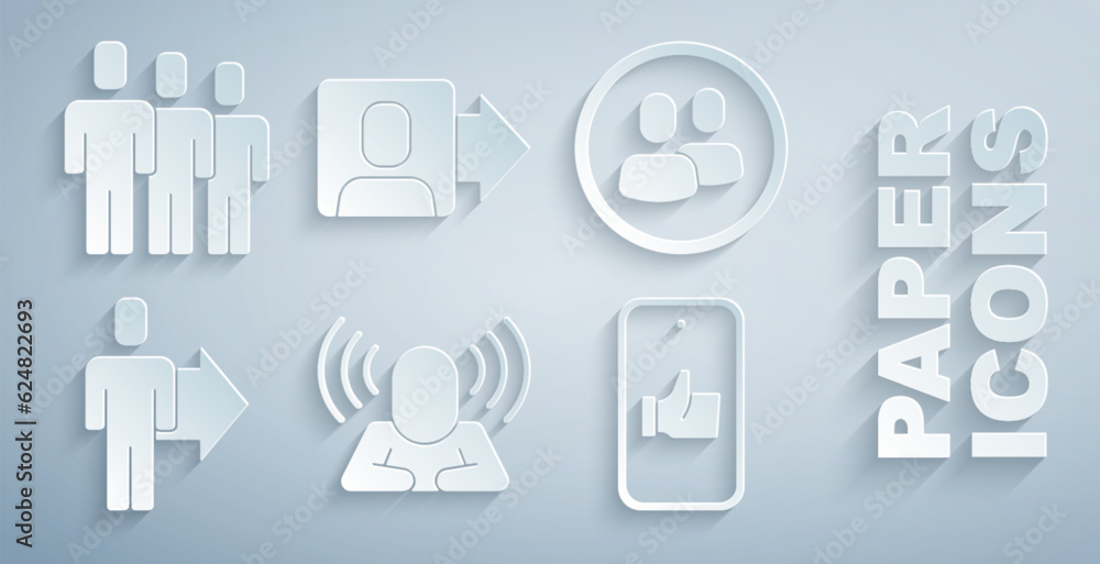 Set Head hunting, Project team base, Team leader, Hand like, and Users group icon. Vector Set Head hunting, Project team base, Team leader, Hand like, and Users group icon. Vector