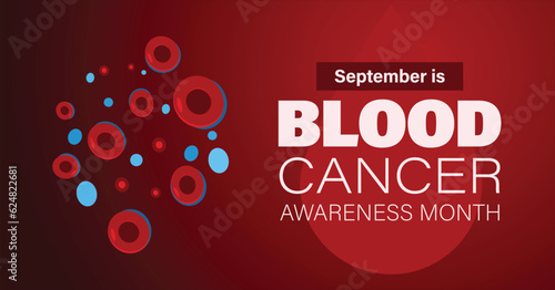 September is Blood Cancer Awareness Month vector banner for print and social media. Red gradient background.