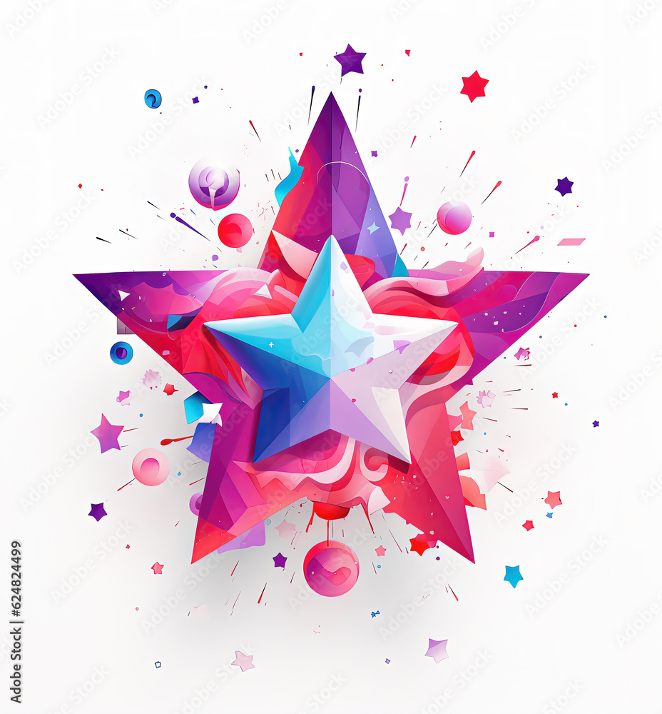 cute cartoon star with confetti sprinkles, a low poly illustration, adorable character, mascot, concept, digital art