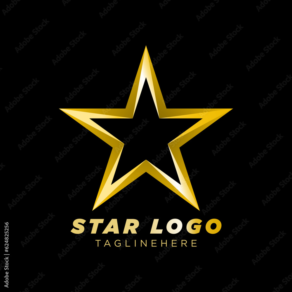 Gold Star Logo vector in elegant style on black background Gold Star Logo vector in elegant style on black background