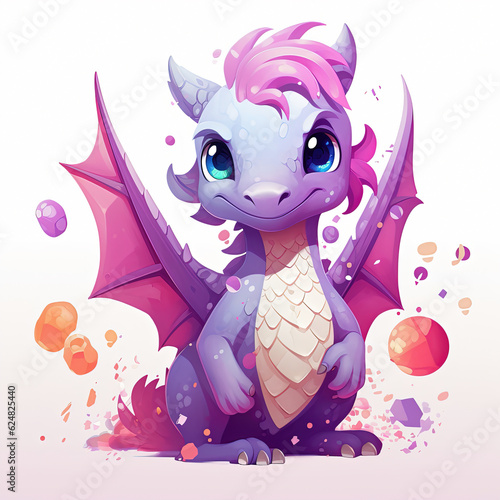 cute cartoon dragon with confetti sprinkles  a low poly illustration  adorable character  mascot  concept  digital art