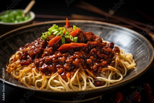 Sichuan Dan Dan Mian showcasing the rich, spicy sauce and noodle texture