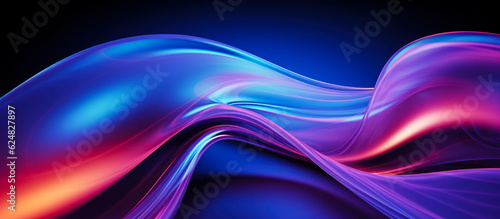 Fototapeta Naklejka Na Ścianę i Meble -  Abstract fluid 3d render holographic iridescent neon curved wave in motion background. Gradient design element for banners, backgrounds, wallpapers and covers
