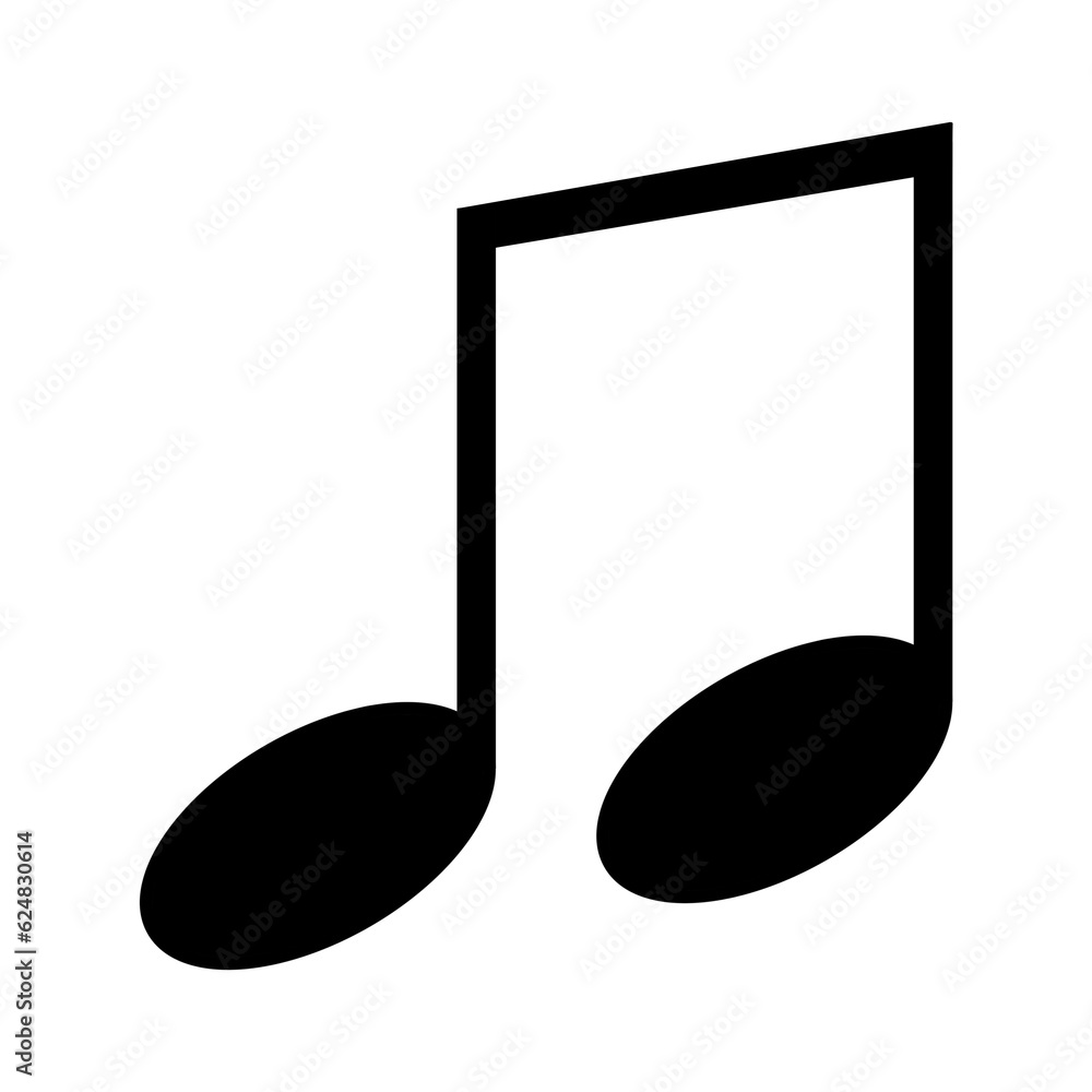 Musical Note, Color Black Slanted Beamed Eighth Note Musical Note, Color Black Slanted Beamed Eighth Note