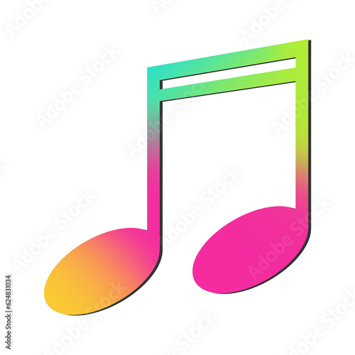 Obraz na płótnie Musical Note, Slanted Beamed Sixteenth Note with Rainbow Effect