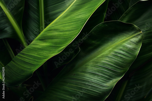 Lush Tropical Paradise with Green Banana Leaves