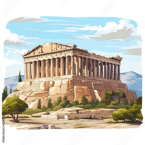 Acropolis hand-drawn comic illustration. Acropolis. Vector doodle style cartoon illustration