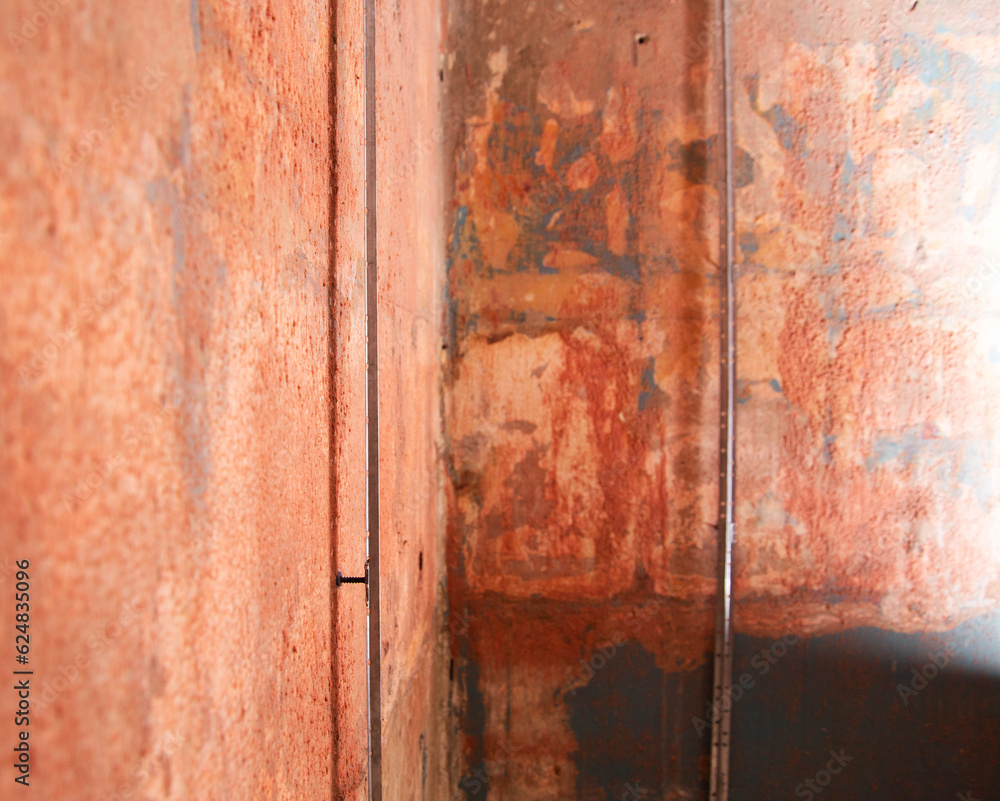 beacons for plaster are installed on the walls covered with concrete contact. Copy space for text. Wall preparation before plastering. beacons for plaster are installed on the walls covered with concrete contact. Copy space for text. Wall preparation before plastering.