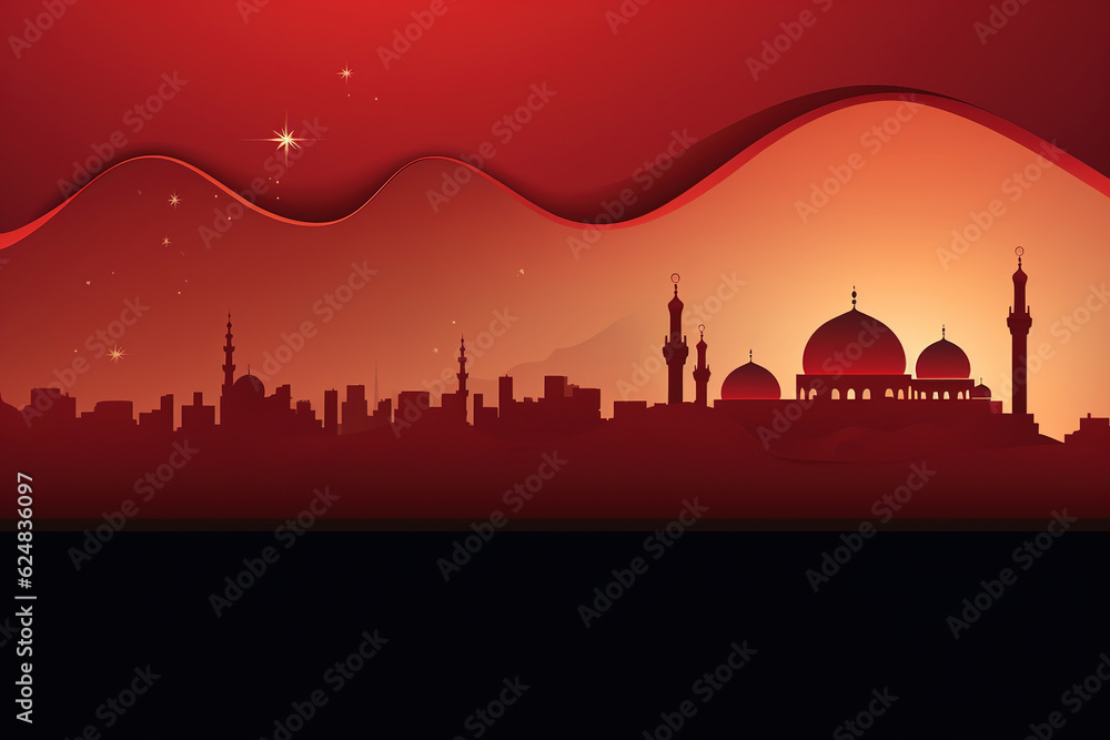 Ramadan Mubarak night scene background for banner, Flyer, social media, print, poster, web.