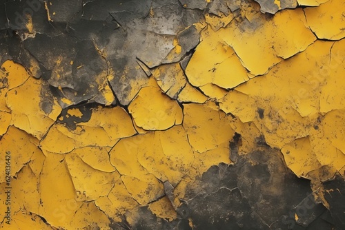 Saffron Yellow Black Cracked Wall AI Generated © AIScenes
