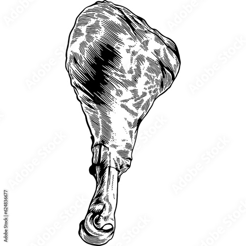 Hand drawn Roasted Turkey Leg Sketch Illustration