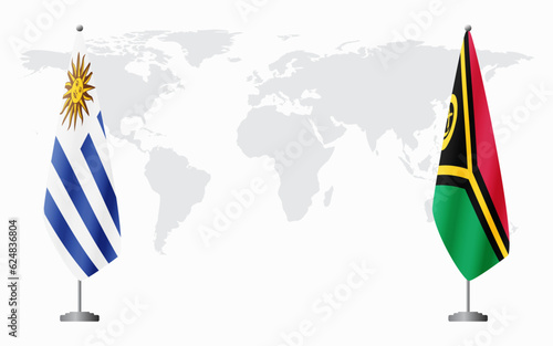 Uruguay and Vanuatu flags for official meeting