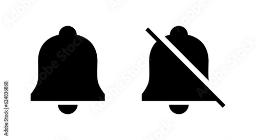 Notification bell icon vector in flat style. Mute sign symbol concept