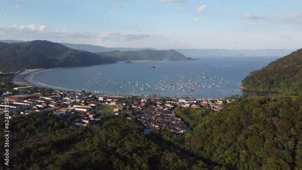 Beautiful fishermen's beach on the coast of Brazil, city Guaruja Beautiful fishermen's beach on the coast of Brazil, city Guaruja