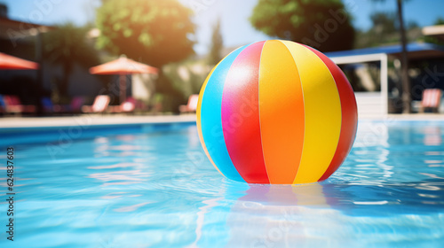 beach ball in swimming pool, generative ai