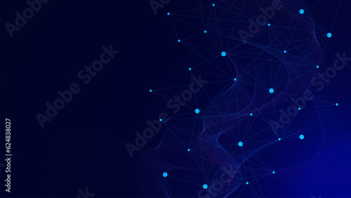 Abstract geometric with connecting lines and dots. Social networking, global network connection, digital communication technology background.