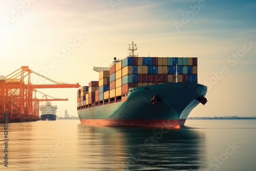 Container cargo ship in import export and business logistic, AI generated