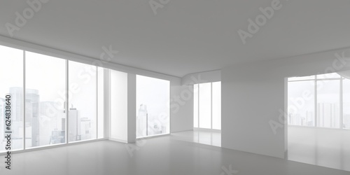 empty white room with windows