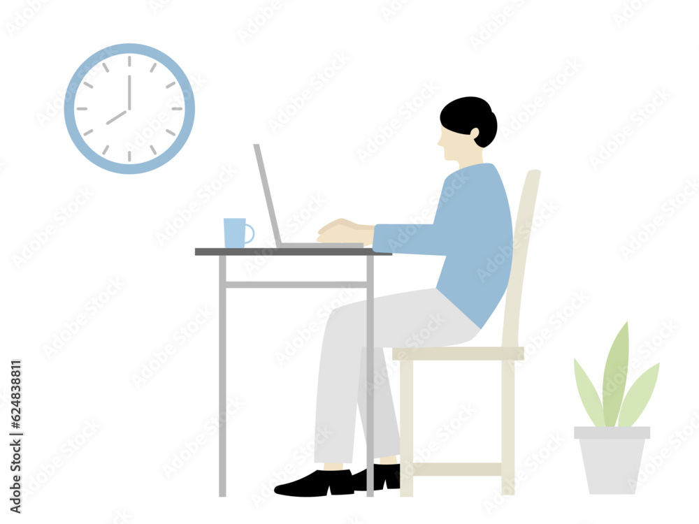 flat vector simple illustration of man learning