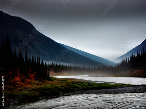 river fog volumetric duotone colors tranquil photo