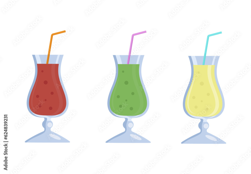 Glasses of juice. Set. Vector illustration Glasses of juice. Set. Vector illustration