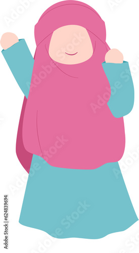 Muslim kid Illustration, Muslim character, cute hijab girl