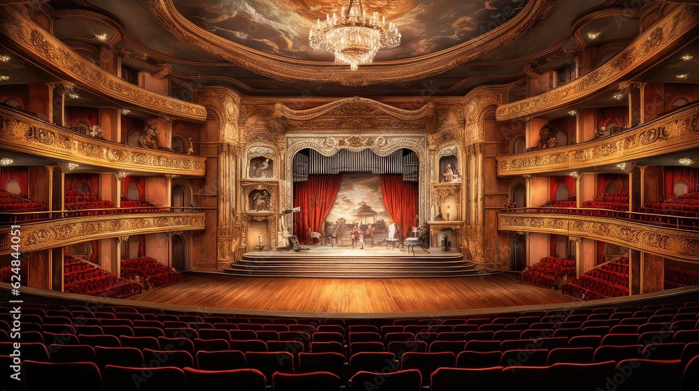 Obraz premium An elegant opera house photo realistic illustration - Generative AI.