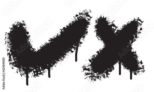 graffiti check mark sprayed in black over white.Vector illustration.;
