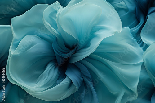 an ethereal blend of teal and turquoise abstract blooming shape