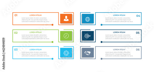 Timeline infographic design element and number options. Business concept with 6 steps.