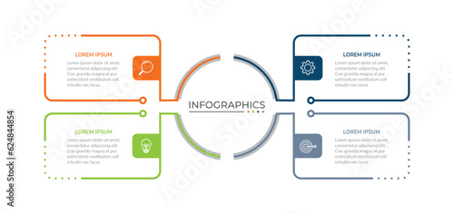 Vector Infographic label design template with icons and 4 options or steps.