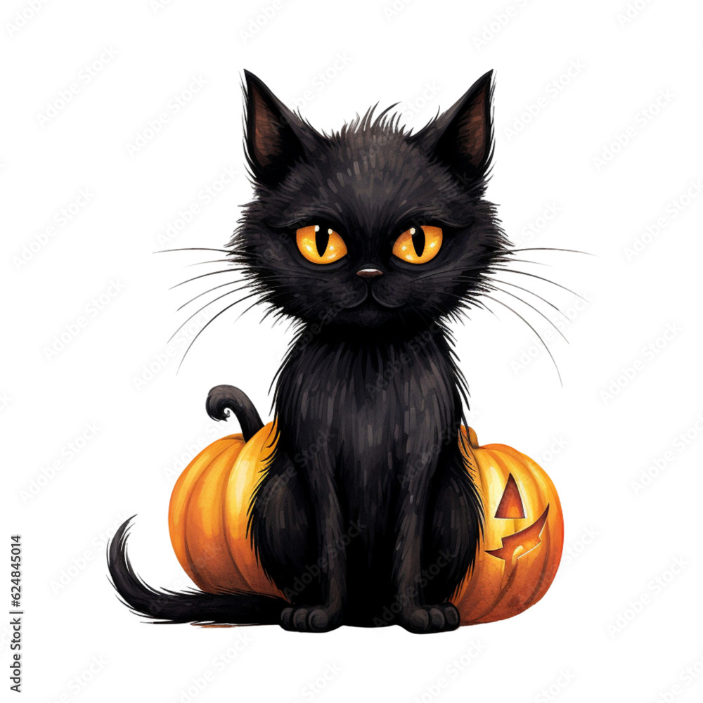 halloween cat with pumpkin halloween cat with pumpkin
