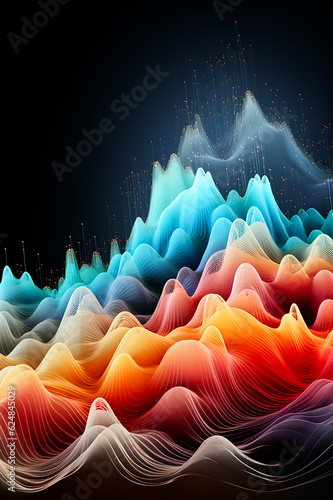 Graphical representation of the amplitude of different sound frequencies. AI generativ.